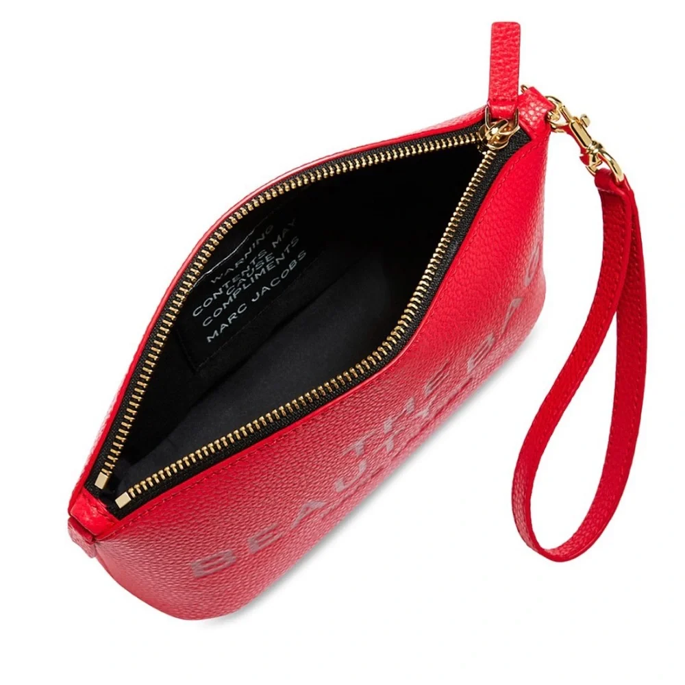 Marc Jacobs The Beauty Bag Cosmetic Bag Red Leather NWOT structured and stunning
